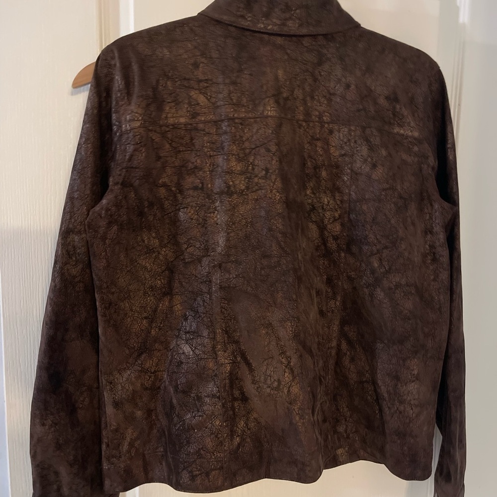 Vintage Brown faux Leather Jacket for Women - Picture 2 of 4